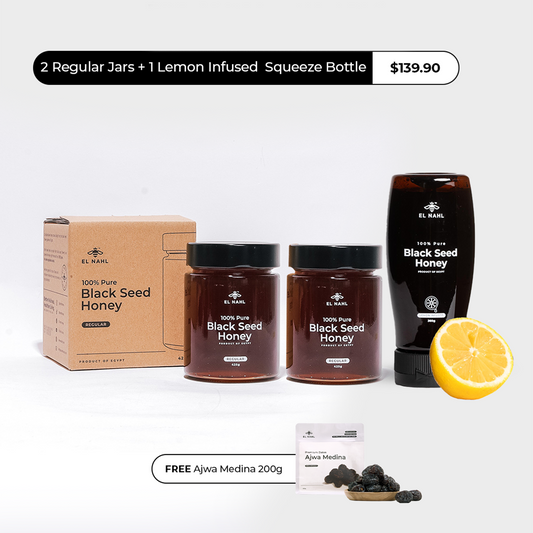 LEMON INFUSED HONEY COMBO KIT (FREE AJWA MEDINA 200G)