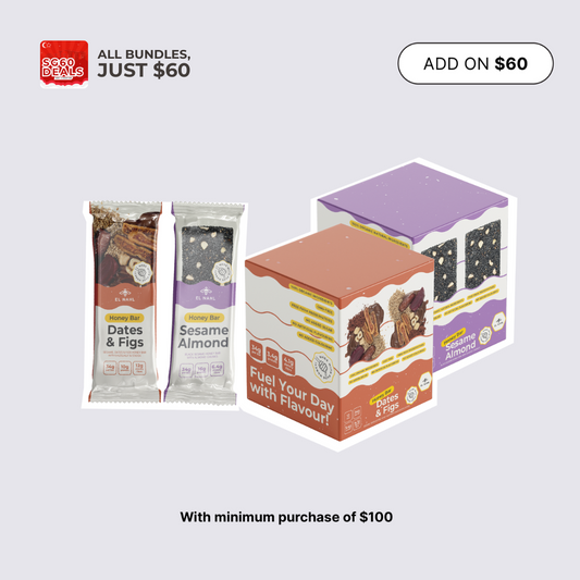 Combo Box of 16 Bars Sesame Almond Honey Bar & Dates & Figs Honey Bar