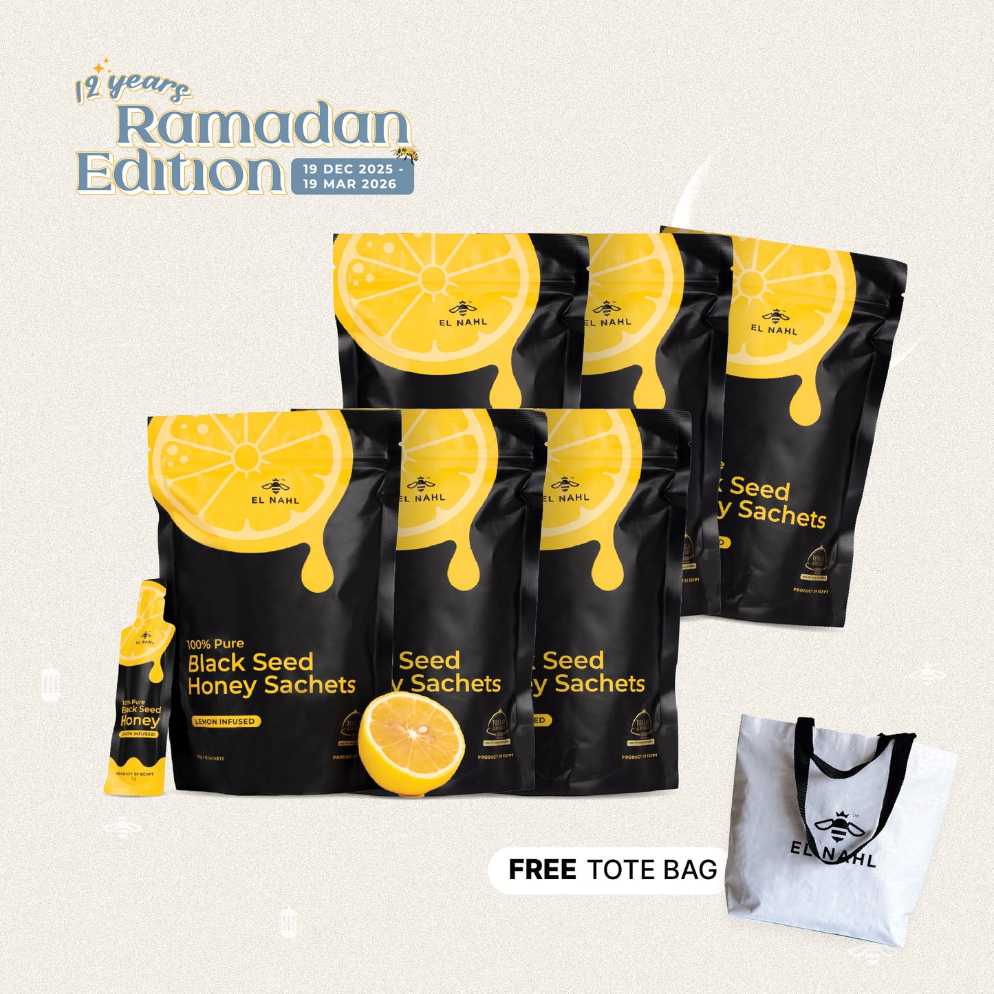 🌙 Six Pack Lemon Infused Honey Sachets